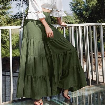 Dorywczo wygodne spodnie szerokie nogawki moda w pasie plisowana spódnica do ciasta spodnie letnie fałdy luźne jednolite spodnie Pantalon 25736