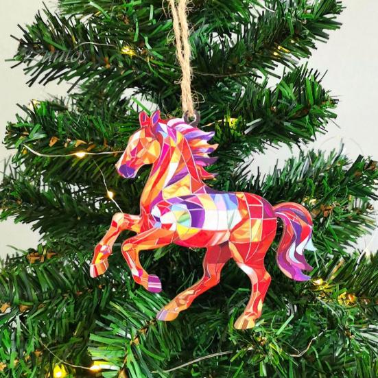 Charming Car Decoration Pendant Colorful Horse Design Acrylic Expressive Fade Resistant Silhouette Glossy Finish Perfect Accessory Auto Charm