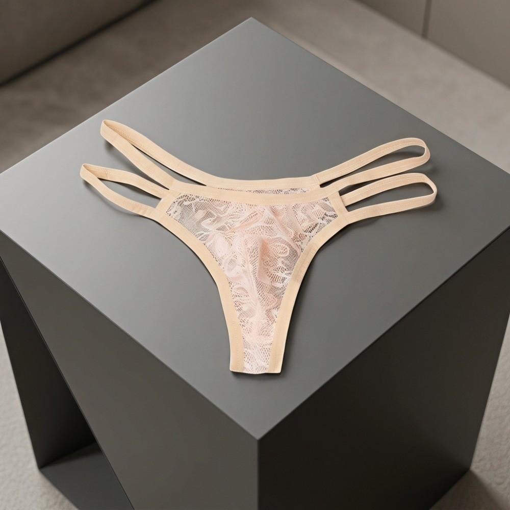 Thin Strap Men Lace Hollow Thongs Underpants Male Briefs Breathable Men's Lace Panties  Summer