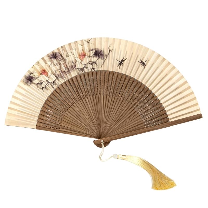 Folding Fan Home Accent, Display Piece with Pattern Detail for Shelf, Study and Tea Room Arrangement Display Touch