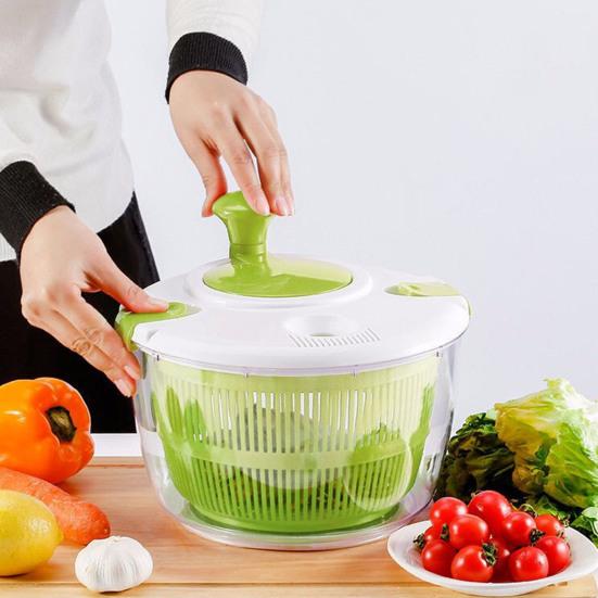 Salad Spinner Small Vegetable Dehydrator One-Hand Operation Lettuce Washer And Spinner with Serving Bowl 3.5L Fruit Drainer Salad Dryer for