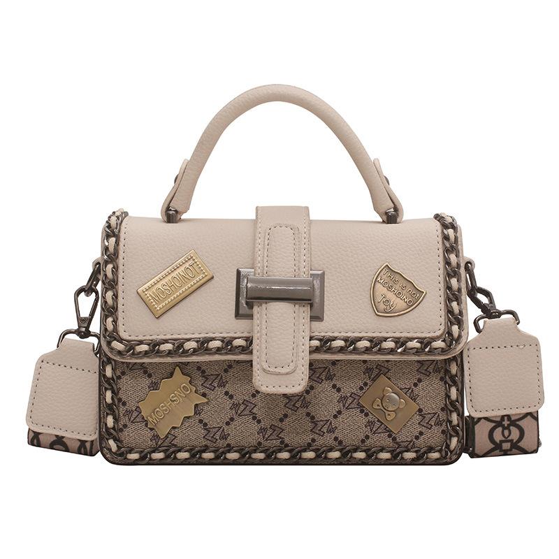 Simple Student Commuter Tote Small Square Bag Retro Color Collision Girl Shoulder Bag Fashion Splicing Girl Crossbody Bag Car