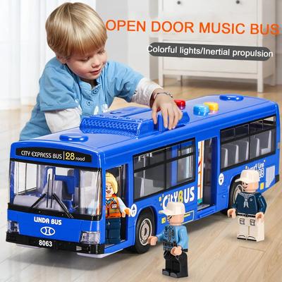 2025 Neuer, hochwertiger Simulationsbus, großes, sturzfestes, leichtes, musikbasiertes Trägheitsbusmodell, Pullback-Auto, pädagogisches Spielzeug, Geschenk