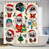 Whimsical Santa Claus Christmas Shower Curtain Set for Home Decor Happy New Year Party Decoration Gifts Idea