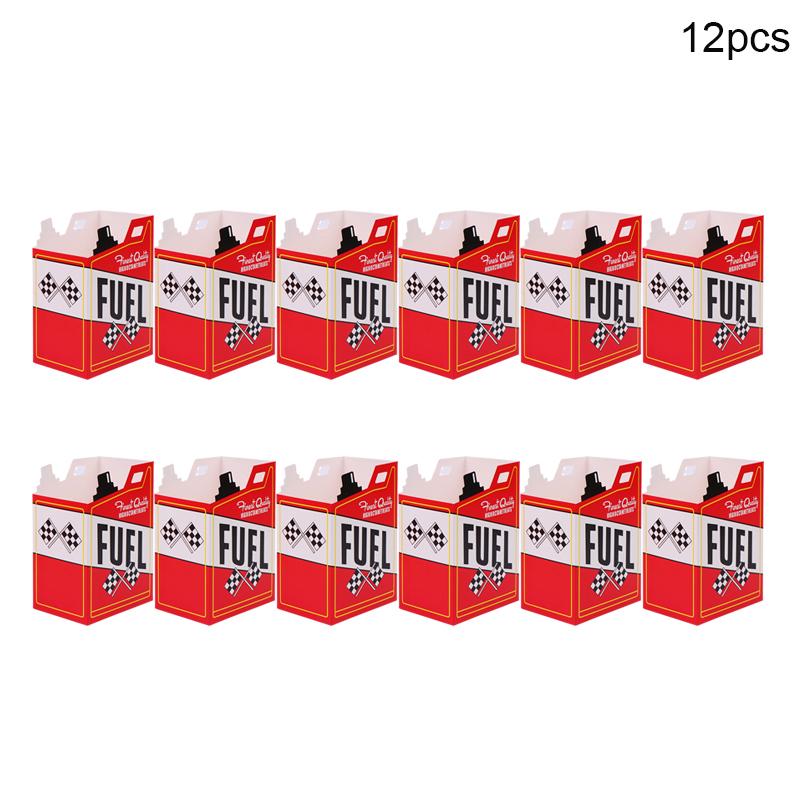 

12/24Pcs Race Car Fuel Can Treat Popcorn Boxes Kids Motocross Racing Birthday Racing Theme Party Decorations Supplies 12Pcs