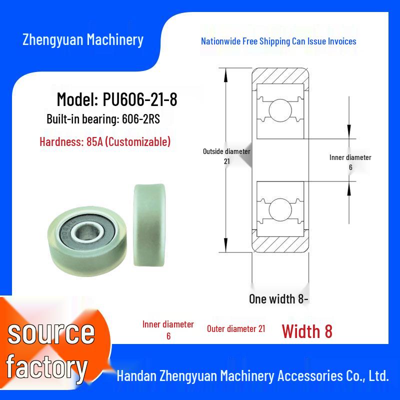 6mm Inner Bore PU-Coated Silent Guide Roller Pulley Bearing (696/606/626)
