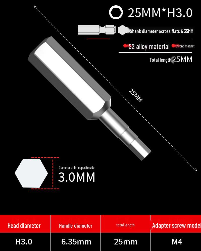 Hexagonal Screwdriver Bit Extension for Electric and Air Screwdrivers