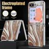 Watercolor Marble Case For Samsung Galaxy Z Flip 8 7 6 5 Flip8 Flip7 Flip6 Hybrid 3in1 Leather Skin Plating Frame Hard Folding Phone Cover