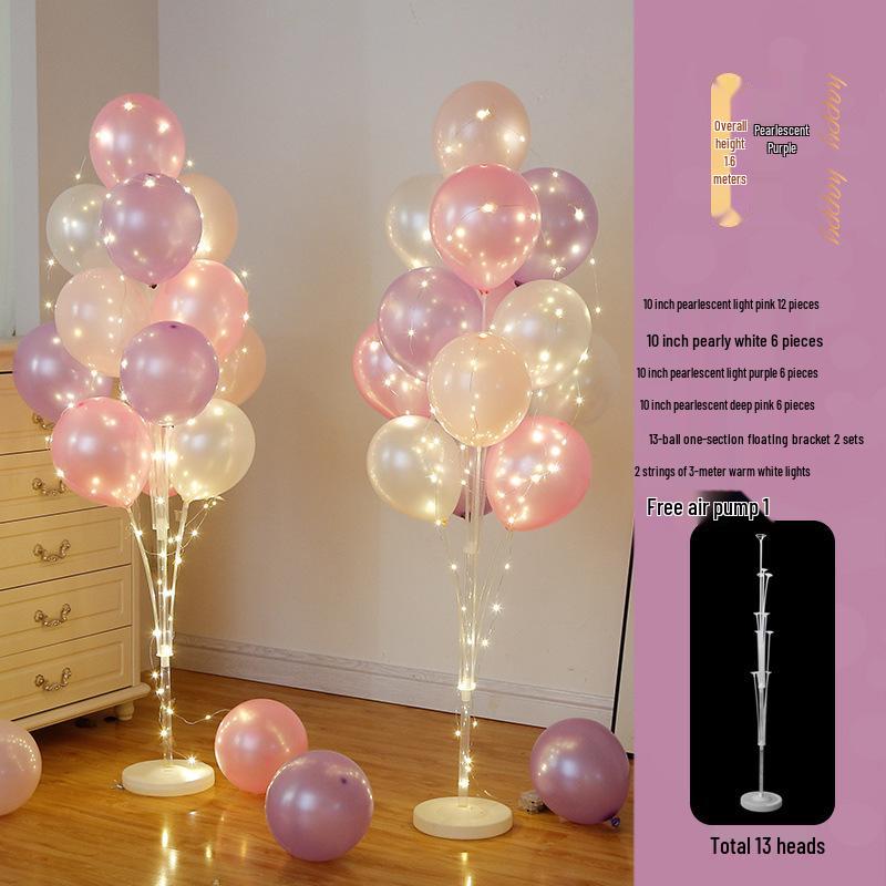 Anniversary & Birthday Balloon Column Decorations: Event Scene Layout with Floor and Background Balloons