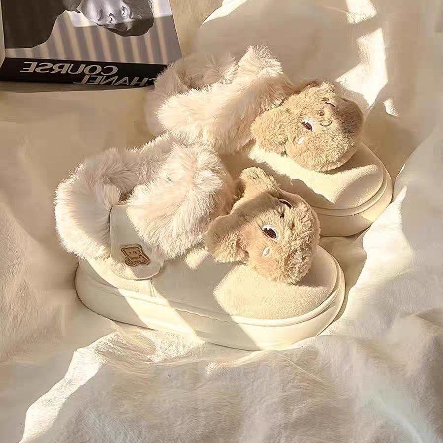 Internet celebrity bear non-slip Northeast thick-soled snow boots women's winter 2025 new velvet thickened thermal cotton shoes