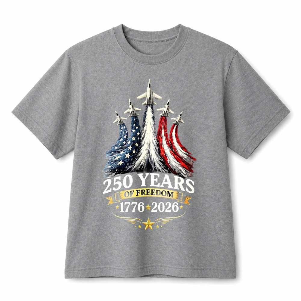 250 Years Of Freedom Fighter Jet Tee Patriotic Graphic Cotton T-Shirt Unisex XXL