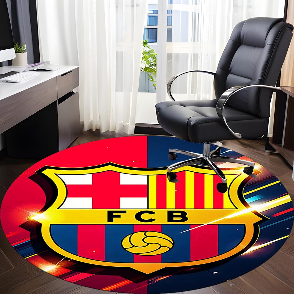 1pcBarcelona Football Office Round Area Rug, Indoor Mat Suitable For Office, Bedroom Living Room Home Decor, Room Deco,  Offic A0928153