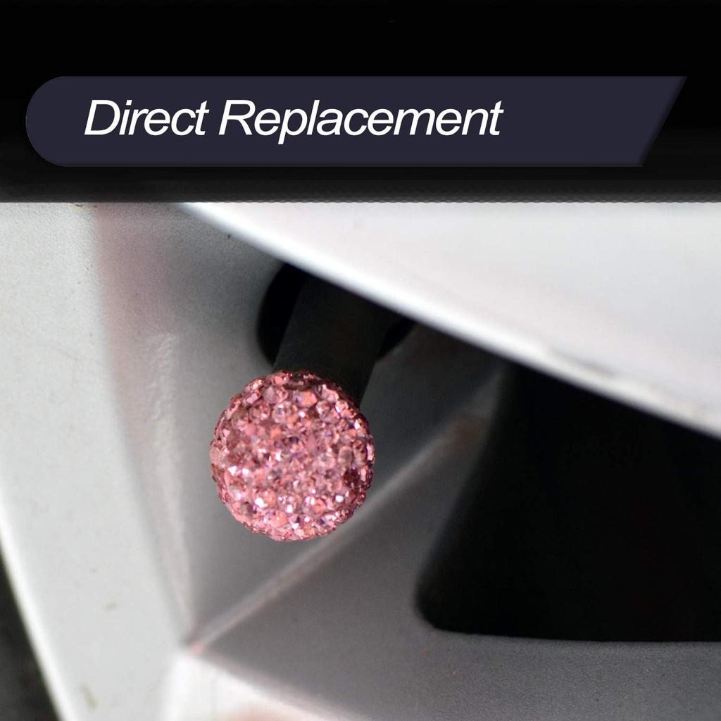 Car Wheel Tire Valve Caps, 4 Pack Crystal Rhinestone Car Tire Wheel Valve Stem Air Caps for Car Tire Accessories Universal for Cars, SUVs, Bicycle,