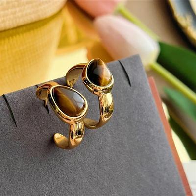 Niche Ontwerpgevoel Retro Stijl Tijgeroog Steen Stijl Oorknopjes Klassieke Mode Temperament Eenvoudige Oorbellen Dames