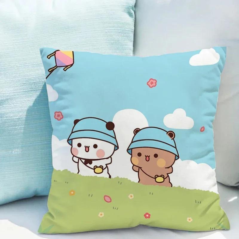 Povlak na polštář Bubu Dudu 45x45cm roztomilý kreslený medvěd povlak na polštář obývací pokoj pohovka potah na polštář ložnice domácí dekorace dětský dárek