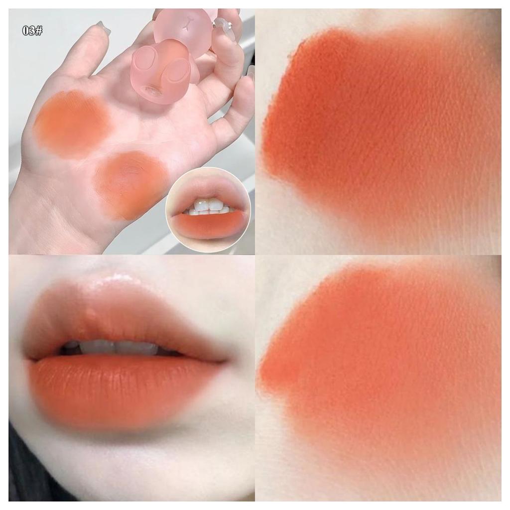 GEGE BEAR Rabbit Lip Glaze, Matte Velvet Lip Clay Long-lasting Color Non-drying Lipstick