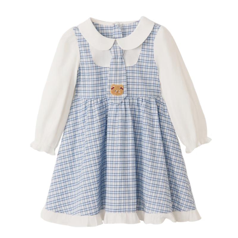 DEESHA Girls' Collegiate Plaid Faux Two-Piece Dress