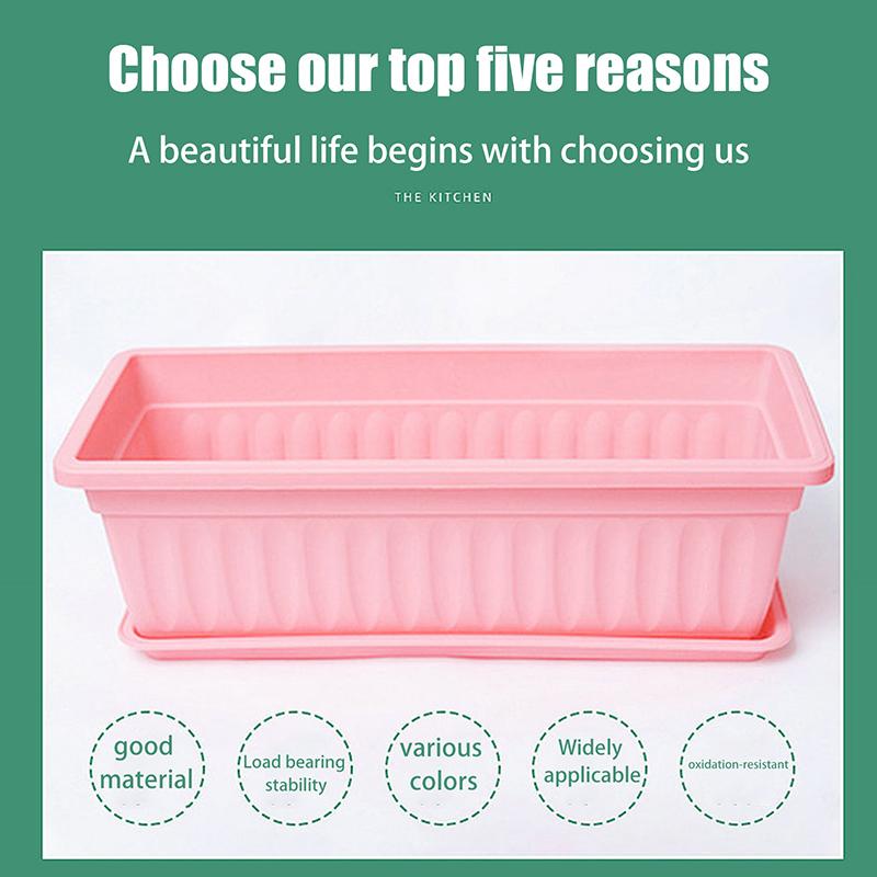 1Set Plastic Vegetable Planters Rectangular Flowerpots For Balcony Indoor Gardening Breathable Plants Pots Garden Tools