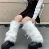 Furry Faux Fur Leg Warmers Winter Knee-Length Socks Cozy Boot Covers  for Women Girls