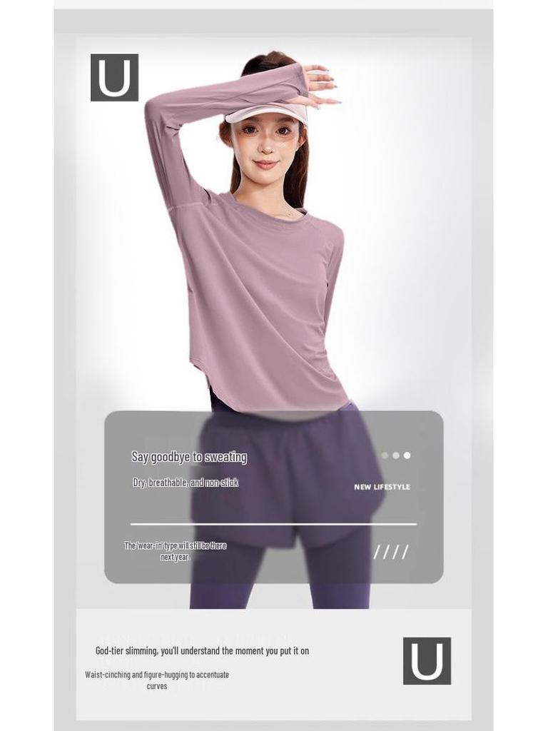 Women's Quick Dry Long Sleeve T-shirt: Slimming, Comfortable, Ideal for Running, Tennis, Badminton, and Casual Sports