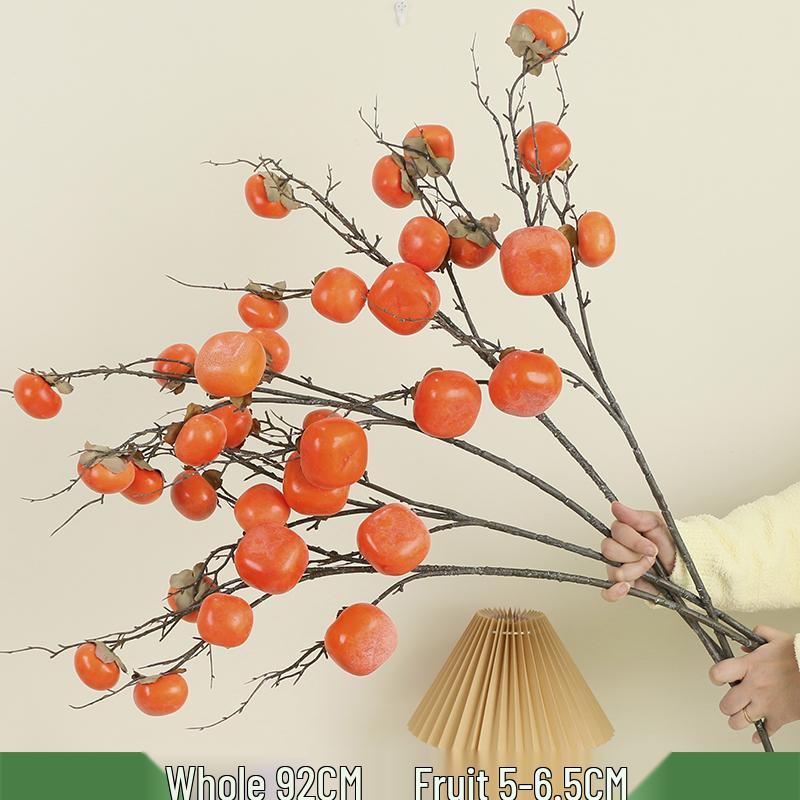 Pomegranate and Persimmon Artificial Flower Branch for Living Room or Dining Table Decoration