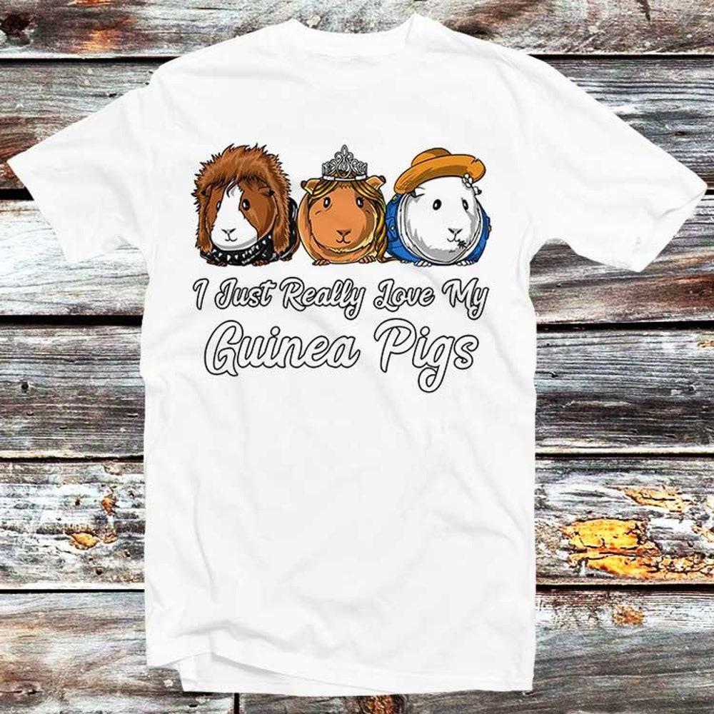 

230GSM 100% Cotton T-Shirt I Just Really Love My Guinea Pigs T Shirt Vintage Retro Cool Gift Mens Womens Unisex Cartoon Anime Top Tee B285 XS белый
