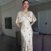 2025 Summer V-Neck High Waist Slimming Dress - European & American Women's Casual Fashion