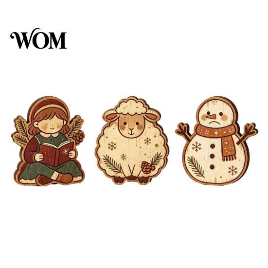 Small Wooden Holiday Decorations Christmas Tree Ornaments, Vintage Colorful Desktop Decoration, Rustic Wood Figurines Home Accents with Pine