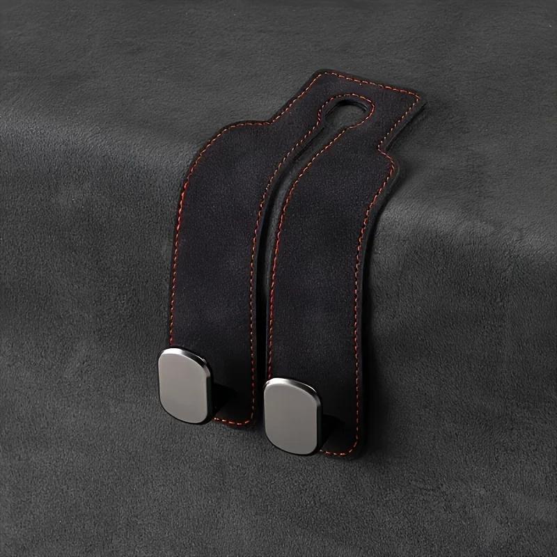 Car Purse Hook for Headrest - Premium Leather & ABS -Duty Hooks, Easy Install Car Seat Back Storage Hook