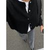 2026 Fall Winter Loose Fit Shell Button Fleece Knit Cardigan Sweater Women