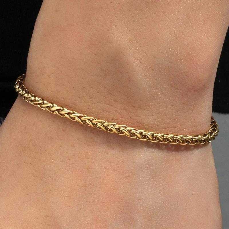 Stainless Steel Cuban Chain Bracelets for Men Hip-Hop Punk Style Twisted Adjustable Simple Thin Chain Unisex Jewelry Accessories