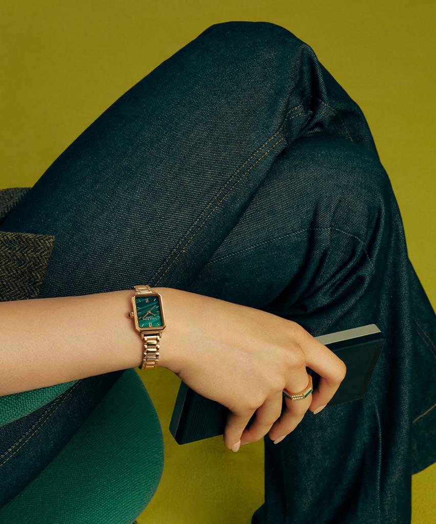 Lollalojeu Ms. Lola Rose Gold Malachite Textured Women'S Metal Wristwatch