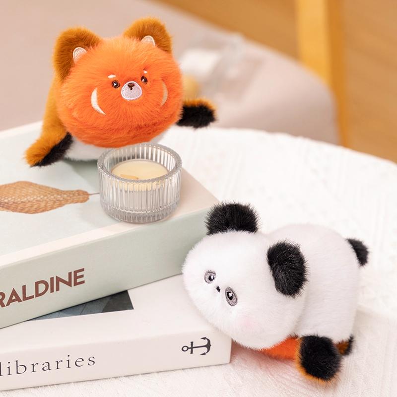 Cute Double-Sided Flip Animal Toys Panda Raccoon Dinosaur Transform Plush Doll 2-in-1 Flip Change Transform Soft Children Gifts