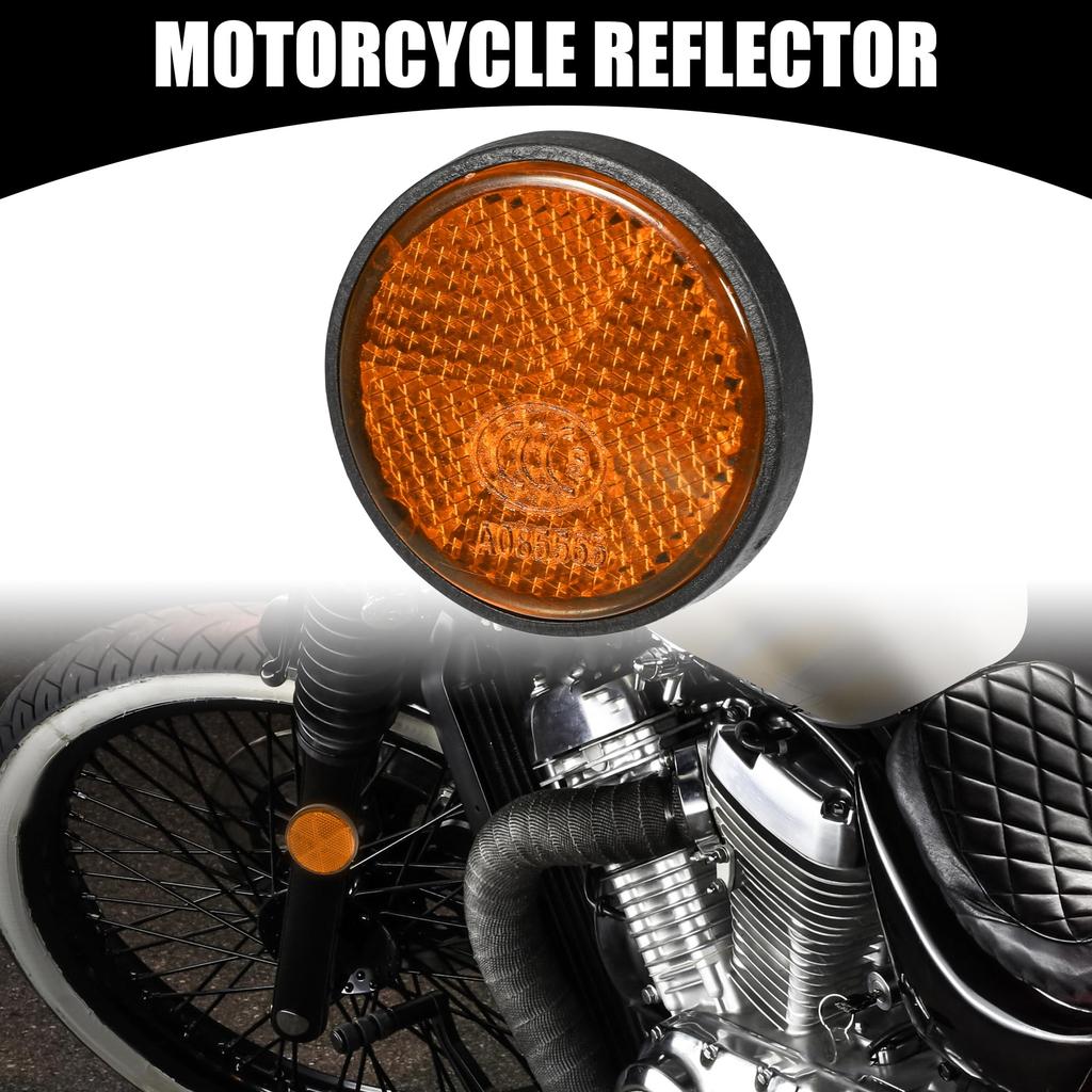Partuto Set of 4 1.73"x0.31" Universal Reflectors - Round Orange Motorcycle Safety Reflectors Improve Visibility and Safety On the Road - Made of