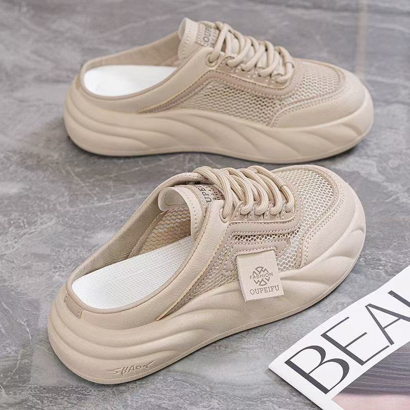2025 spring and summer new one-pedal slippers women's outer wear ins trendy thick-soled sandals retro casual half-drag women's shoes