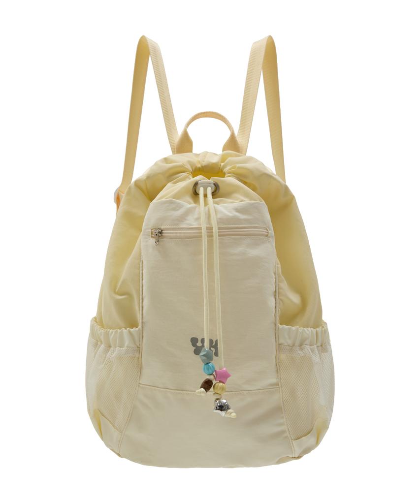 Waikei Beaded Nylon String Backpack Light Yellow