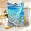 Nature-Style Sea Printed Blanket Cute Sunny Beach Water Waves Cozy Warm Throw Blankets for Living Room Sofa Couch Travel Decor