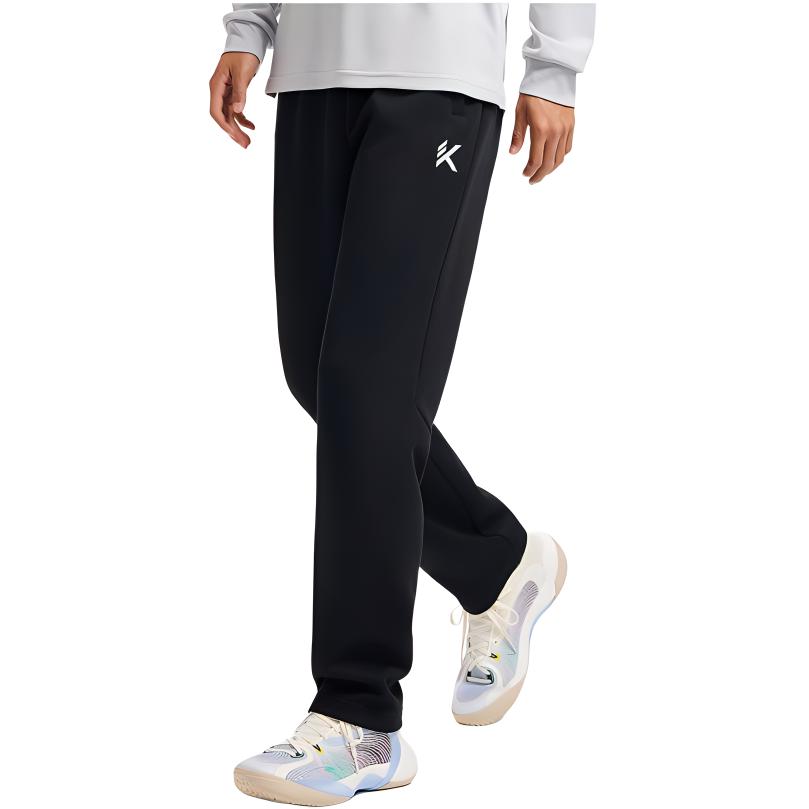 Anta Basketball Series Solid Knit Cuff Casual Sports Pants Men Bottoms Black 952321317-1