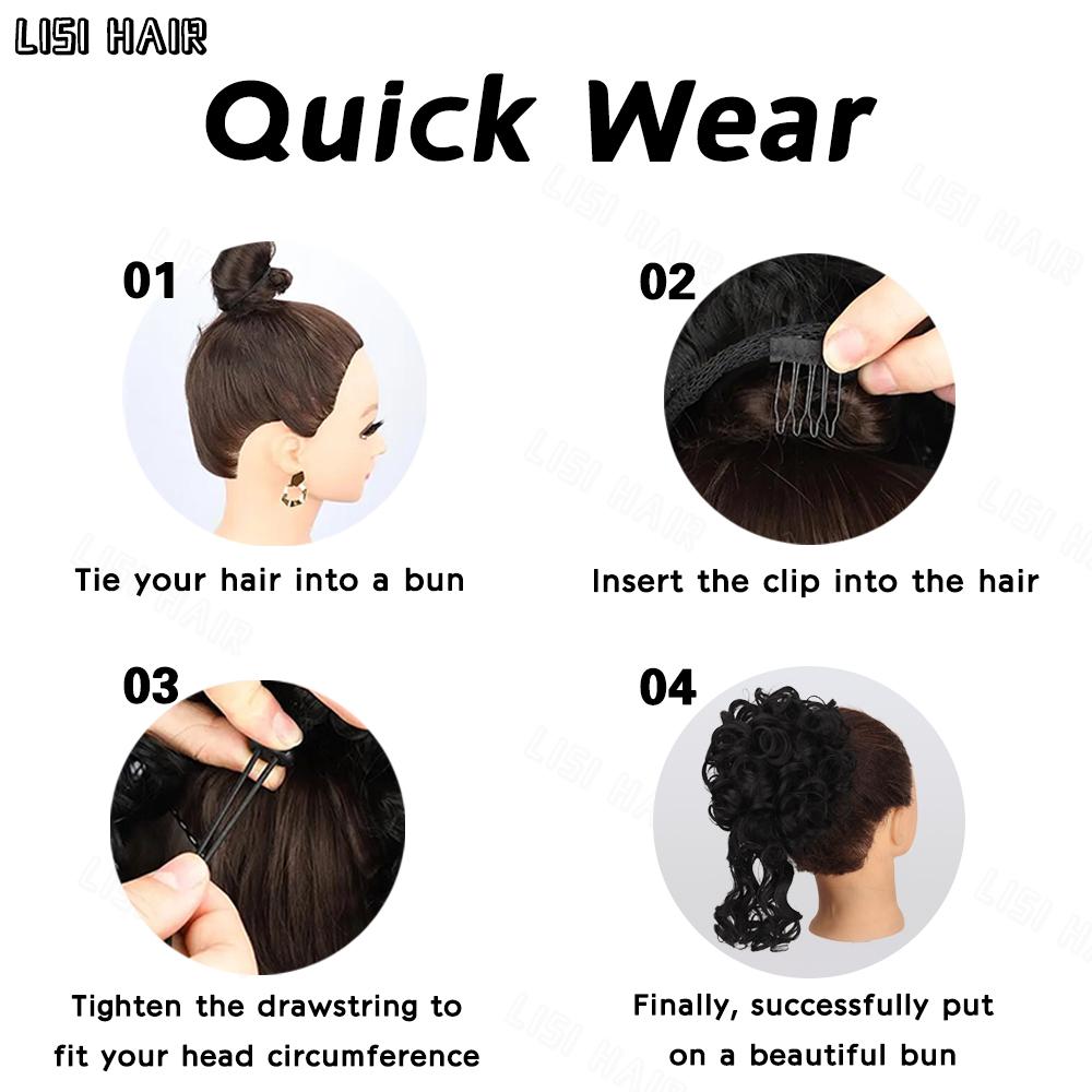 MISS WIG Synthetic Messy Bun Short Curly Ponytail Extension Elastic Drawstring Loose Hair Bun Hair Pieces For Women