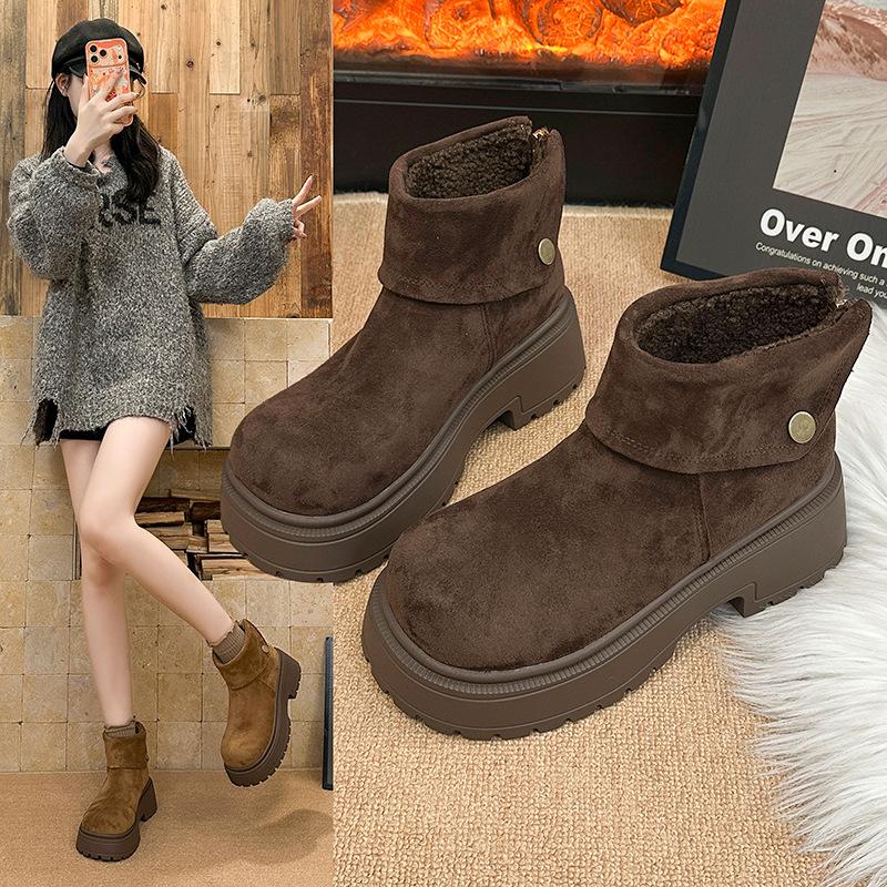 Women's thick-soled winter lightweight warm one-step padded snow boots non-slip wear-resistant casual sneakers plush Martin cotton boots