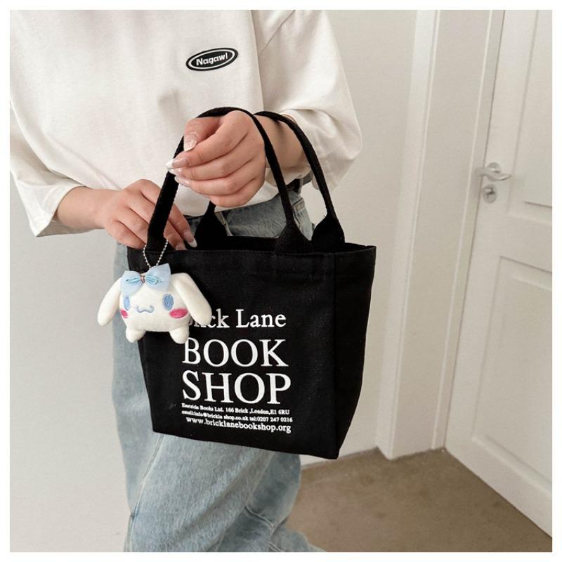 Basit Mini Tote Kova Çanta Büyük Kapasiteli Dış Saplı Kanvas Çanta