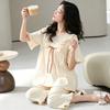 Pure cotton pajamas women's summer short-sleeved cropped pants princess style Korean version women's summer can wear loose loungewear