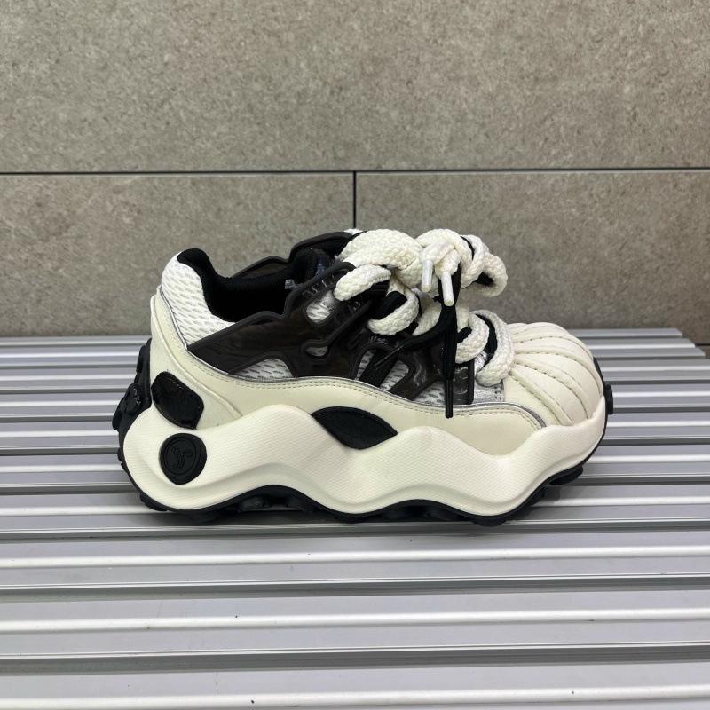 

2025 summer new high-heeled platform shoes solid color multi-material splicing youth leisure breathable height comfortable wear-resistant 40 чёрный