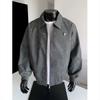 Mens Vintage Washed PU Leather Jacket With Metal Pin Detail Loose Fit Long Coat