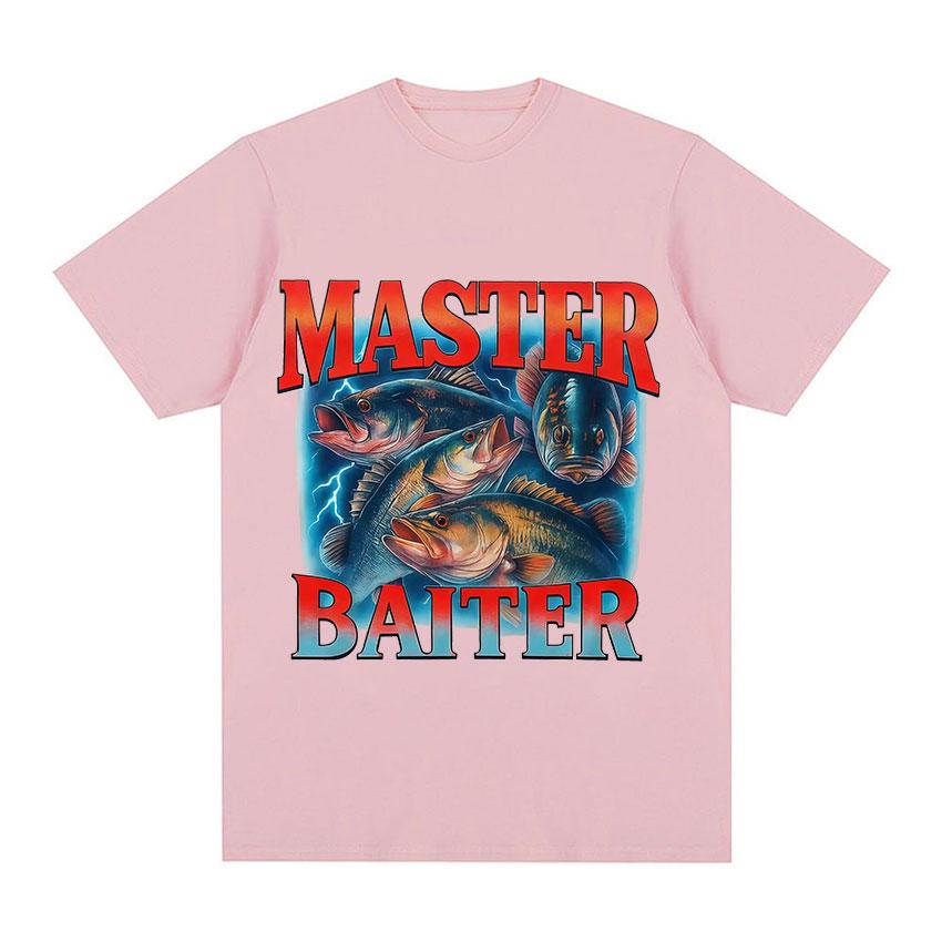 Master Baiter Fishing Humor Bass Funny Meme Graphic 100cotton Unisexs Shirt ONeck Short Sleeve Womens Fashion Oversized TShirt