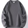 Mens Winter Fleece Sweatshirt Round Neck Loose Fit Solid Color Casual Top
