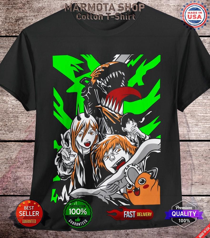 

Denji Power Pochita Chainsaw Man Shirt Anime Tee T-Shirt Manga Otaku Makima CSM M