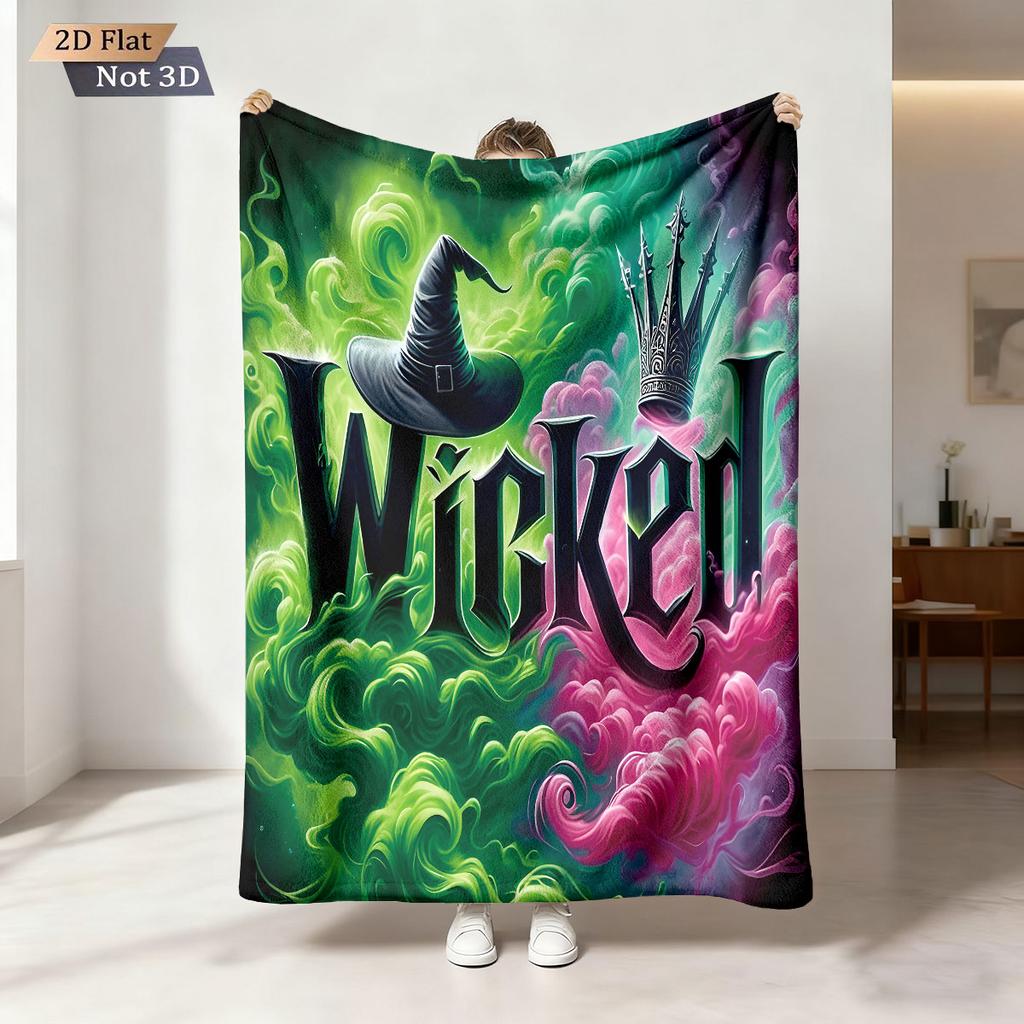 1pc Magic Wicked Witch Print 230 Flannel Blanket, Casual And Comfortable Nap Blanket, Multiple Sizes Machine Washable