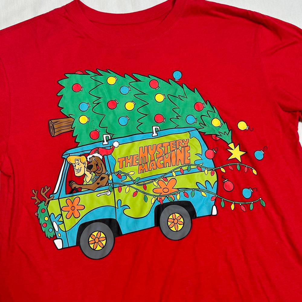 Скуби-Ду Рождественская Таинственная Машина Красная Подарочная Футболка Хлопковая Унисекс Футболка MK391 Унисекс Футболка XXXXL