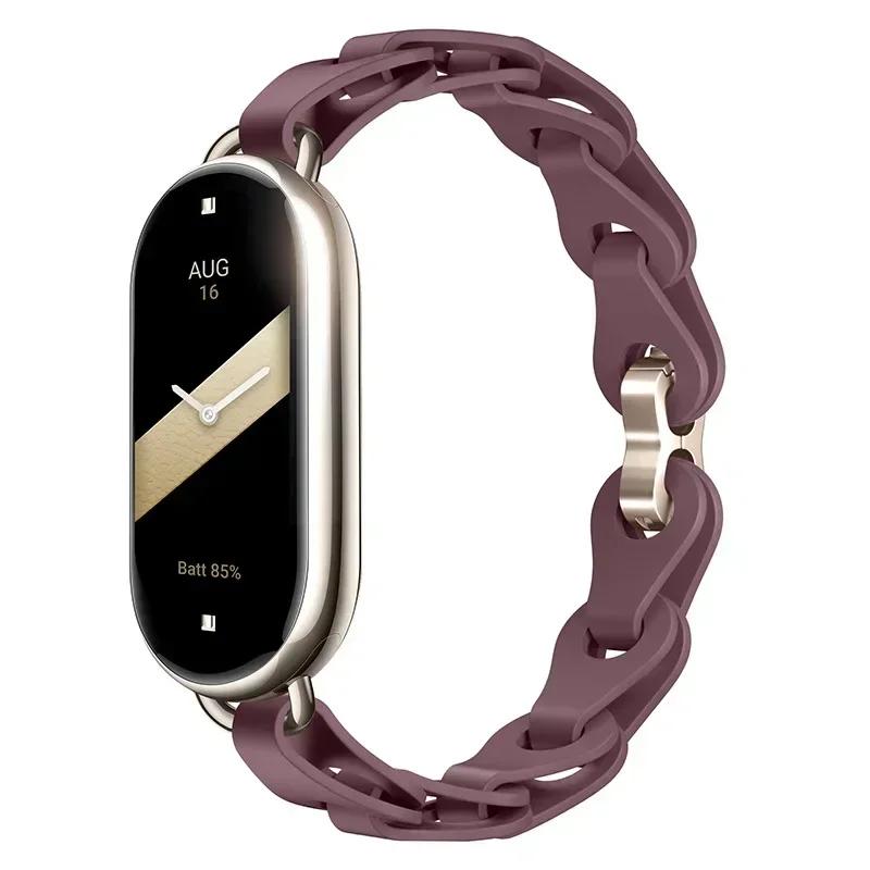Silicone Strap for Xiaomi Mi 8 Band Chain Buckle Bracelet for Miband 8 NFC Fashion Lady Style Replacement Rubber Band Correa